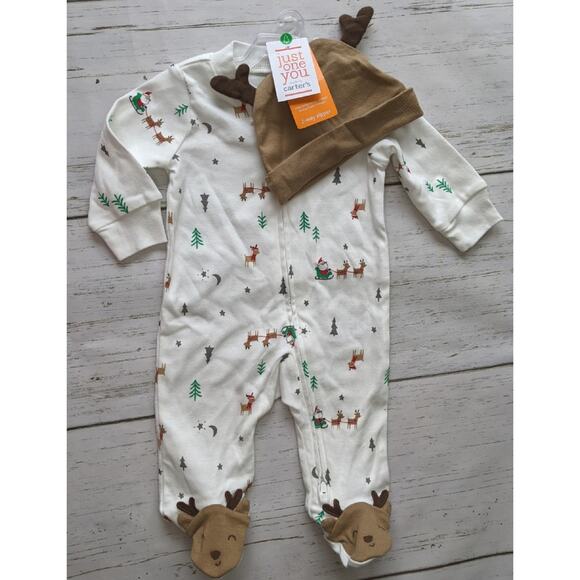 Carter's Christmas Infant Girl Footie Bundle sz 3M - Picture 2 of 5